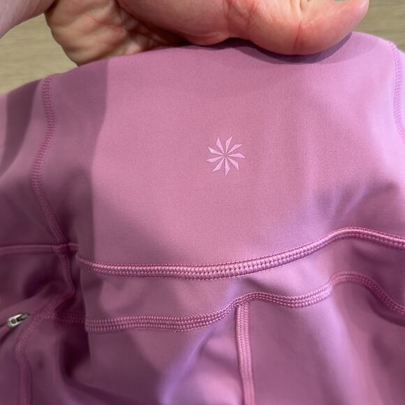 ATHLETA Violet Blush Mesh Contender High Rise Active Gym Yoga Running Capri XS - Picture 10 of 11
